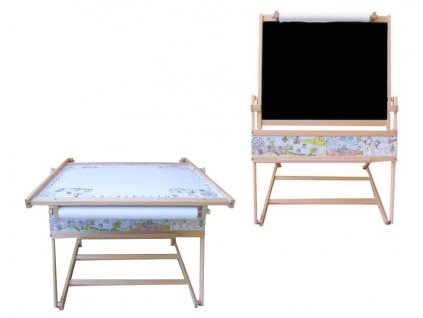DŘEVO Dětská školní tabule FILIP II. na křídu fix s papírem + stolek MAGNETICKÁ