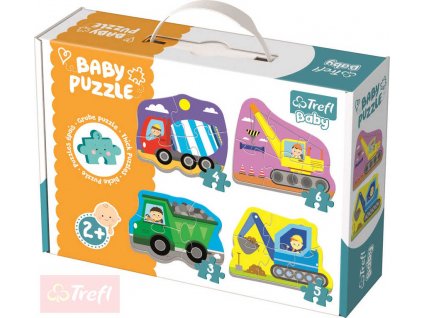 TREFL Baby puzzle Stavební auta velké dílky 4v1 set 18 dílků pro miminko