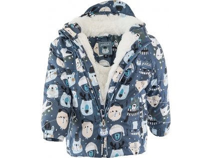 bunda zimní chlapecká s kožíškem, Pidilidi, PD1130-02, modrá (Velikost 80, SizeAge 1rok)