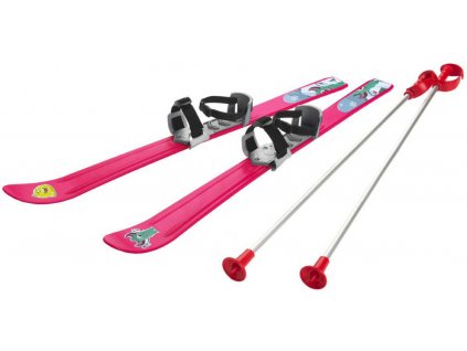 PLASTKON Lyže carvingové Baby Ski 90cm Růžové s vázáním a holemi