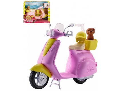 MATTEL BRB Skútr pro panenku Barbie set s helmou a pejsem v krabici