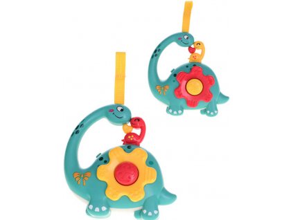 Chrastítko baby dinosaurus 12cm na baterie 2 barvy Světlo Zvuk plast