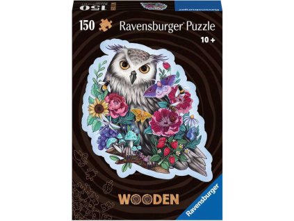 RAVENSBURGER DŘEVO Puzzle 150 dílků Tajemná sova 27x20cm skládačka