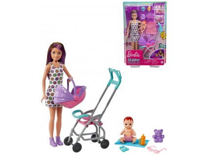 MATTEL BRB Barbie panenka chůva herní set s kočárkem a doplňky