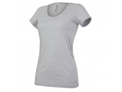 Tričko dámské KR tenké výstřih U Outlast® - šedý melír Velikost: XL