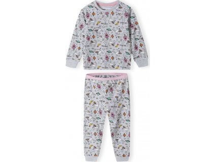 Pyžamo dívčí, Minoti, 16pj 2, šedá (Velikost 98/104, SizeAge 3/4let)