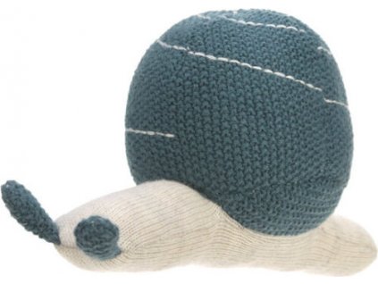 Lässig BABIES Knitted Toy with Rattle 2022 Garden Explorer snail blue
