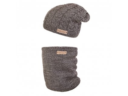 Set pletená čepice a nákrčník Outlast ® - černobílá Velikost: 6 | 54-57 cm