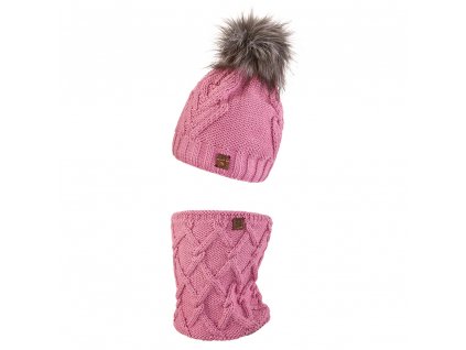 Set pletená čepice s BAMBULÍ a nákrčník Outlast ® - levandulová Velikost: 6 | 54-57 cm