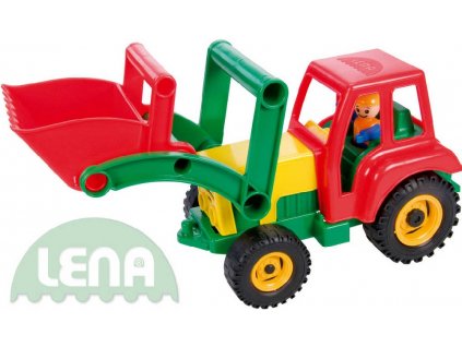 LENA Traktor plastový aktivní se lžící 35cm set s panáčkem 4161