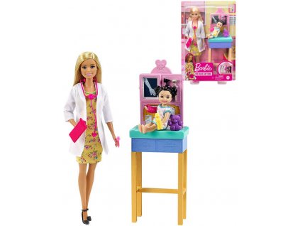 MATTEL BRB Povolání herní set Panenka Barbie doktorka s batoletem a doplňky