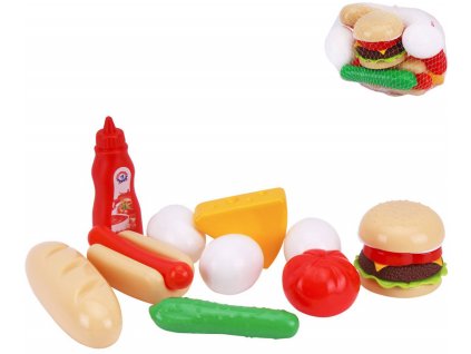 Fast Food makety potravin herní set rychlé občerstvení plast v síťce