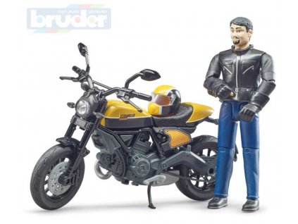 BRUDER 63053 Motocykl Ducati Scrambler Full Throttle set s figurkou motorkáře