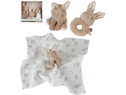 LITTLE DUTCH Baby dárkový set králíček/muchláček/chrastítko pro miminko