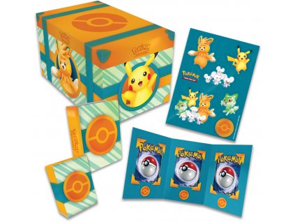 ADC Pokémon TCG Paldea Adventure Chest Pikachu set 6x booster + mini album