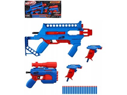 HASBRO NERF Alpha Strike velký modrý herní set 4 dětské blastery + 20 šipek