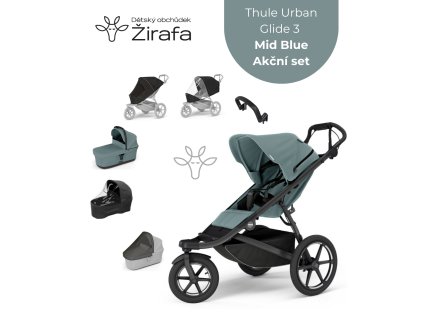 Akční set Thule Urban Glide 3 Mid Blue Magnetic Buckle + Korbička + Madlo + 2x Pláštěnka + 2x Moskytiéra 2025