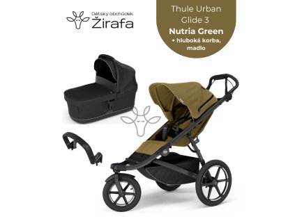Akční set Thule Urban Glide 3 Nutria Green Single + korbička + madlo 2025