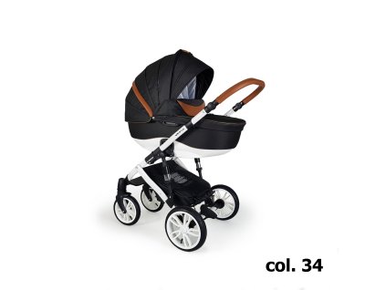 Kombinovaný kočárek Firkon Vesta č.34 černá melange /kaštanová hnědá 2026  + rukávník zdarma