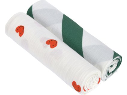 Lässig BABIES Swaddle Burp blanket 120x120 2024 Happy Rascals heart