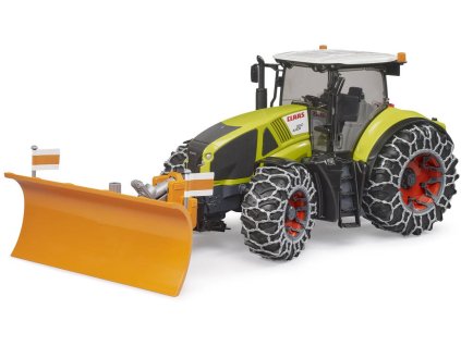 BRUDER 03018 Traktor Claas Axion 950 se sněhovými řetězy a radlicí