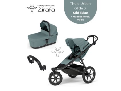 Akční set Thule Urban Glide 3 Mid Blue Magnetic Buckle  + korbička + madlo 2025