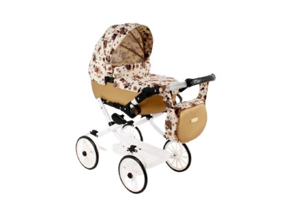 Dětský kočárek pro panenky Jasmine Kids V9 hnědý s motivy 2025