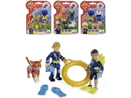 SIMBA Požárník Sam herní set 2 figurky + zvířátko s doplňky 4 druhy