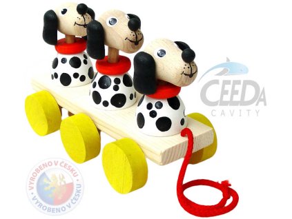 CEEDA DŘEVO 3 pejsci tahací pohyblivé *DŘEVĚNÉ HRAČKY*