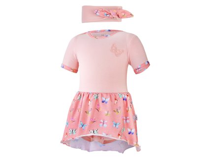 Body šaty tenké KR set Outlast® - sv.broskvová/motýlci Velikost oblečení: 92