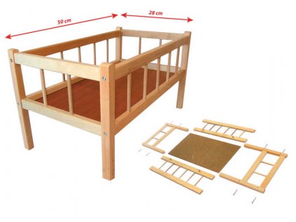 DŘEVO Postýlka dřevěná pro panenku 50x28 cm * DŘEVĚNÉ HRAČKY *