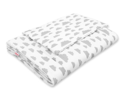 Dětská sada ložního prádla s výplní 135x100 cm - šedé obláčky 2026