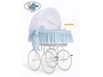 Bílý retro koš s bílým podvozkem - DOMÁCÍ LUXUSNÍ KOČÁREK > varianta 72100-914 (modrá louka) 2026