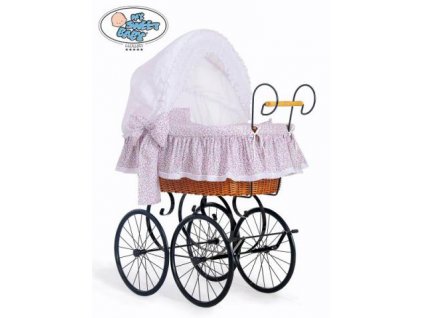 Luxusní RETRO koš na miminko MY SWEET BABY - DOMÁCÍ KOČÁREK > varianta 2100-913 (růžová louka) 2019