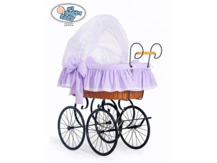 Luxusní RETRO koš na miminko MY SWEET BABY - DOMÁCÍ KOČÁREK > varianta 2100-915 (tečky na fialovém) 2019