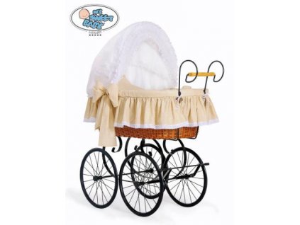 Luxusní RETRO koš na miminko MY SWEET BABY - DOMÁCÍ KOČÁREK > varianta 2100-916 (tečky na béžovém) 2019