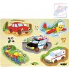 WOODY DŘEVO Puzzle muzikální dopravní prostředky zvukové set 5 dílků