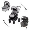 Set kočárek Move Cross 3 + hluboká korba  Move XL 3 + autosedačka + báze, Metal Grey