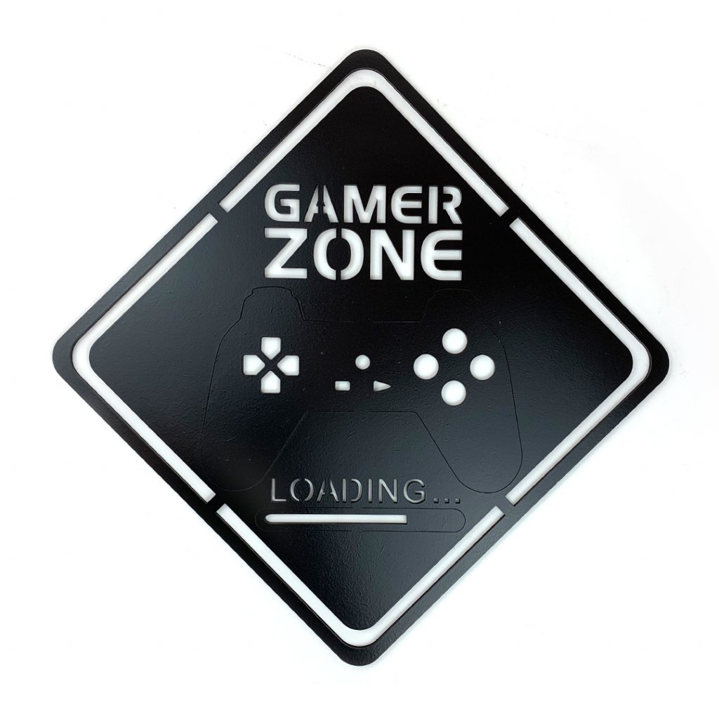 Dřevěná nástěnná dekorace Gamer Zone černé