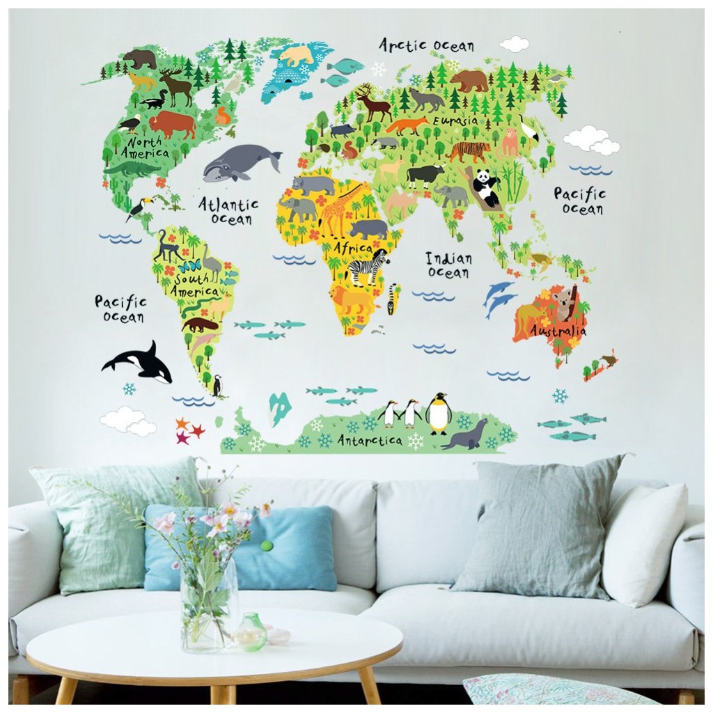 Samolepka Dětská mapa světa - Živá Zeď
