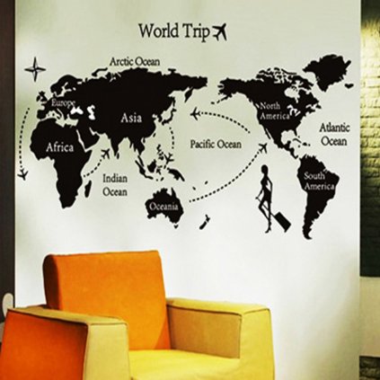 Samolepka na zeď Mapa cesta kolem Světa