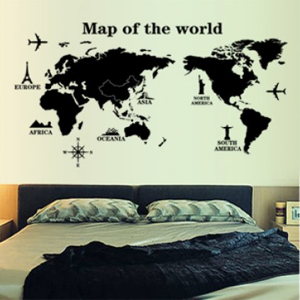 Samolepka na zeď Mapa celého Světa