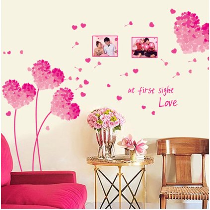 Samolepka na zeď Květy lásky růžové