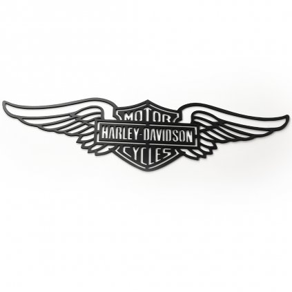 Dřevěná nástěnná dekorace Harley Davidson křídla černá