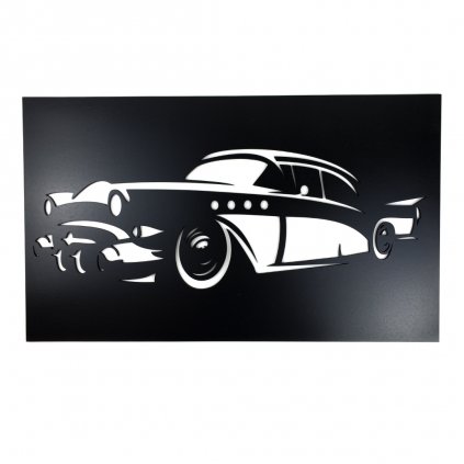 Dřevěná nástěnná černá dekorace Auto Veterán