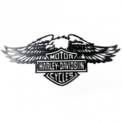 Dřevěná nástěnná dekorace Znak Harley Davidson orel černý