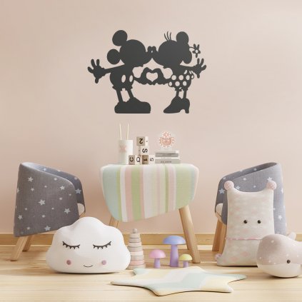 Samolepka na zeď Mickey a Minnie černá