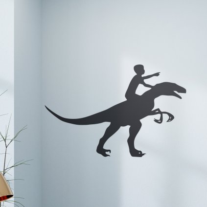 Samolepka na zeď Dinosaurus s člověkem