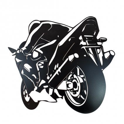 Dřevěná nástěnná dekorace Sportovní motorka černá