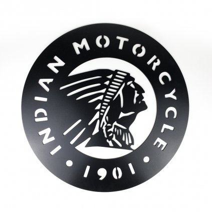 Dřevěná nástěnná černá dekorace Indian Motocycle